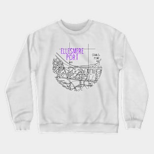 Ellesmere Port Map (Purple & White) Crewneck Sweatshirt